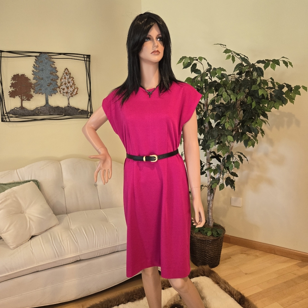 Pink Leslie Fay Short Sleeve Shift Dress, Size 12